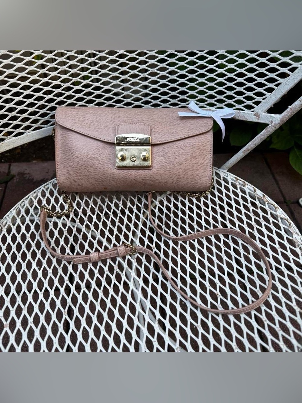 Blush Pink & Gold Furla Crossbody Bag